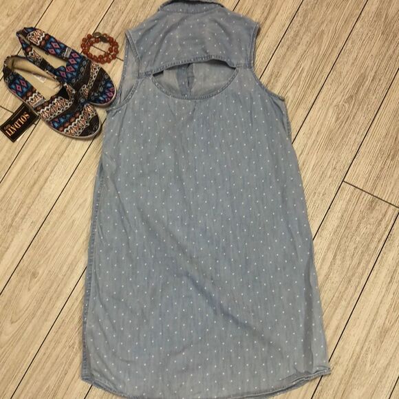 SO sleeveless light denim button-down dress/tunic - Picture 5 of 6